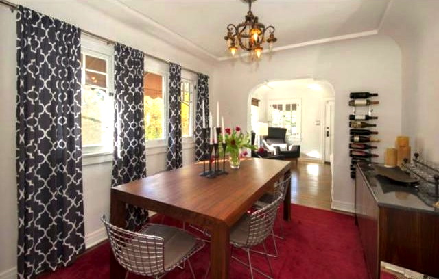 Dining room with coved ceiling