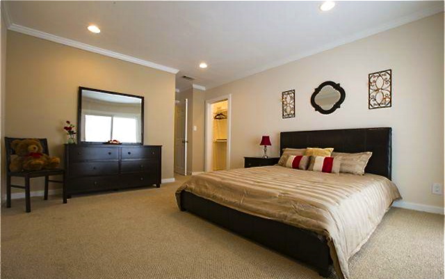 Bedroom with fireplace