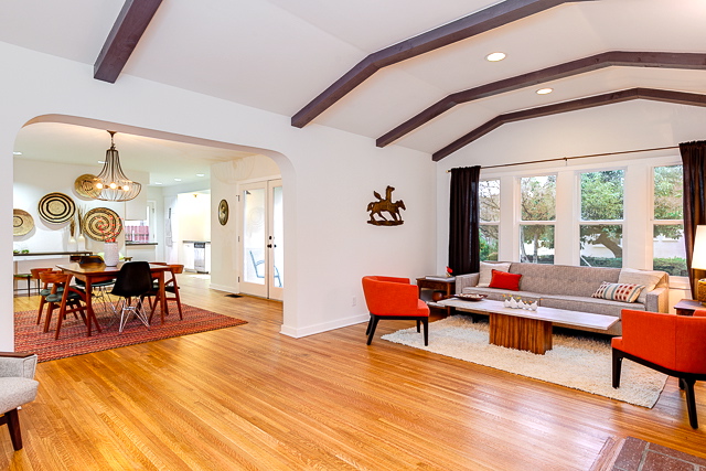 Bright and airy open floor plan with archways