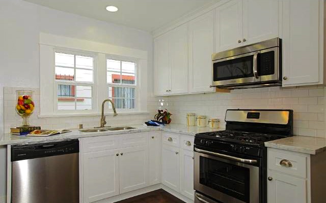 Kitchen with stainless steel appliances